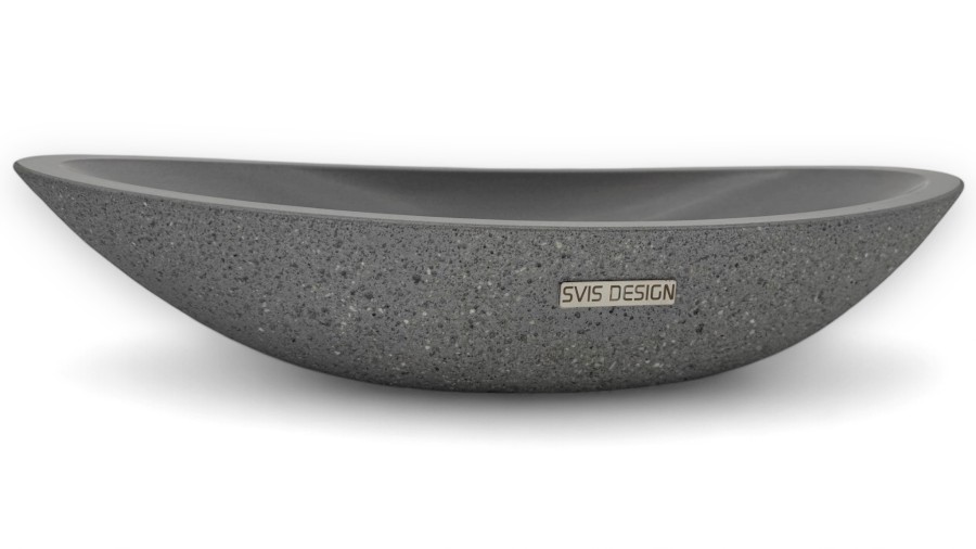 Umyvadlo 60 cm ORION SANDBLASTED - střední šedá, bez dekoru, lak mat