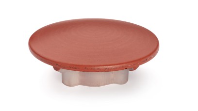 Betonová vkládací krytka umyvadlové výpusti 65 mm k pevným piletám - cihlově červená, bez dekoru, lak mat