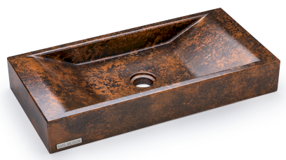 Umyvadlo 60 cm SIRIUS BASIC - SMOKED METAL, černá a měděná, lak polomatný