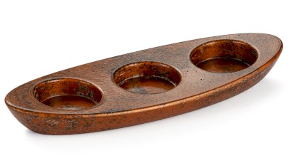 Svícen ORION BASIC 301, na 3 svíčky - SMOKED METAL, měděná a černá, lak polomatný