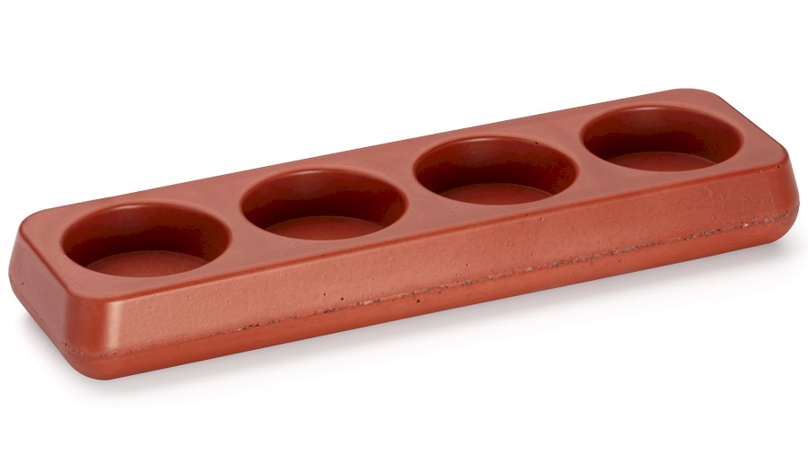 Svícen PERSEUS BASIC na 4 svíčky - cihlově červená, bez dekoru, lak mat