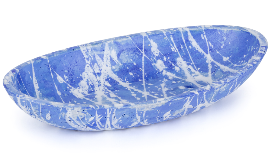Miska betonová 19 cm ORION BASIC - přírodní, dekor PUNK modro-bílá, lak mat