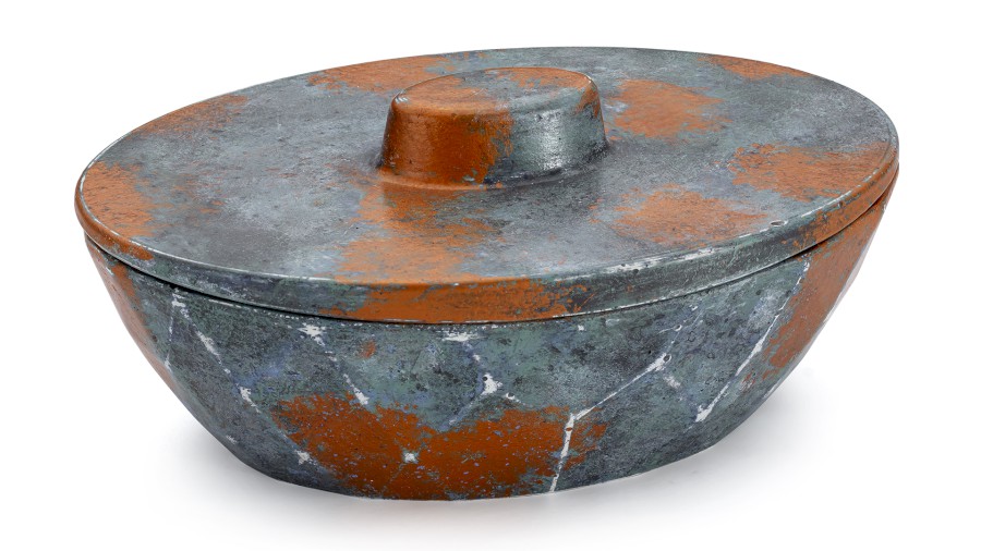 Box s víkem DIAMOND BASIC 001 - ALCHEMY, modrá, černá a měděná, lak polomatný