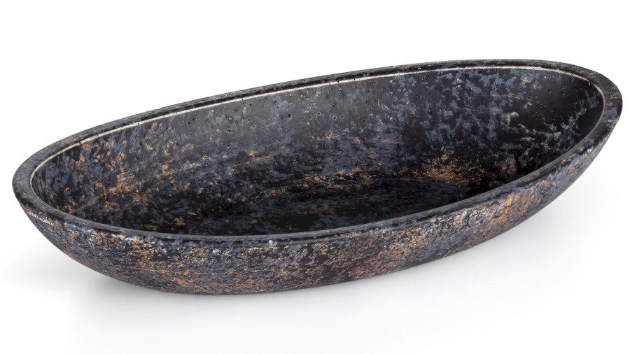 Miska 19 cm ORION BASIC - DARK STONE modrá, okrová a černá, lak mat