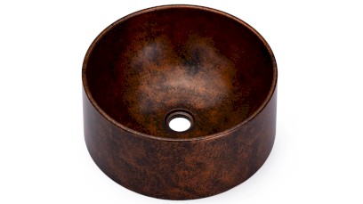 Umyvadlo 40 cm COLUMBA BASIC - SMOKED METAL měděná a černá, lak polomatný