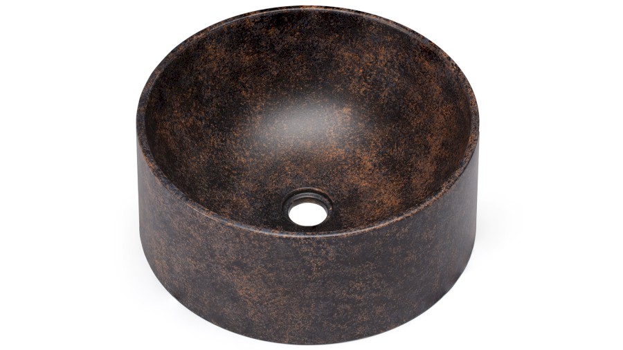 Umyvadlo 40 cm COLUMBA BASIC - DARK STONE, modrá, okrová a černá, lak mat