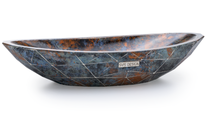 Umyvadlo 60 cm ORION DIAMOND - ALCHEMY modrá, černá a měděná, lak polomatný