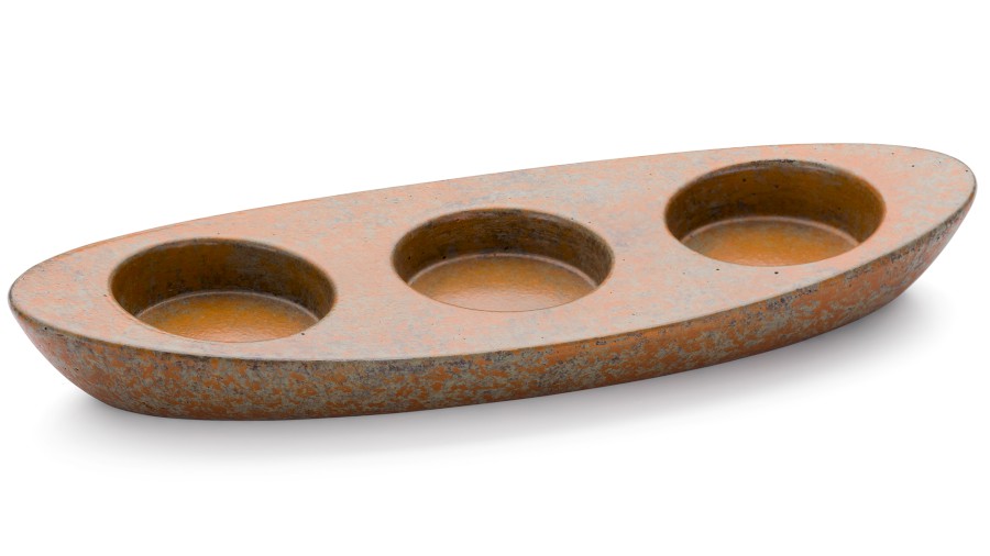 Svícen ORION BASIC na 3 svíčky - SMOKED METAL, měděná a zelená, lak polomatný