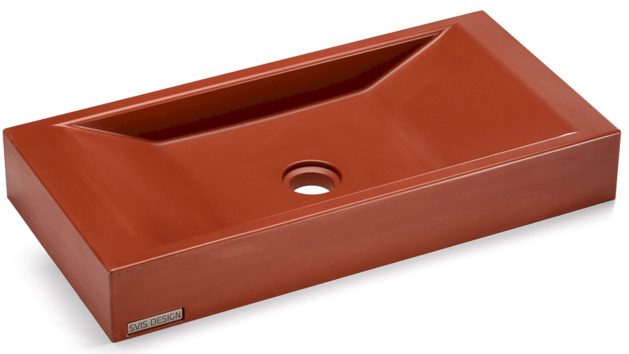 Umyvadlo 60 cm SIRIUS BASIC - cihlově červená, bez dekoru, lak mat