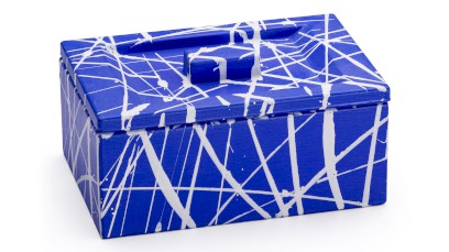 Box s víkem SIRIUS BASIC 001 - PUNK, modrá a bílá, lak mat