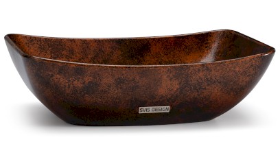 Umyvadlo 50 cm VIRGO BASIC - SMOKED METAL, měděná a černá, lak polomatný