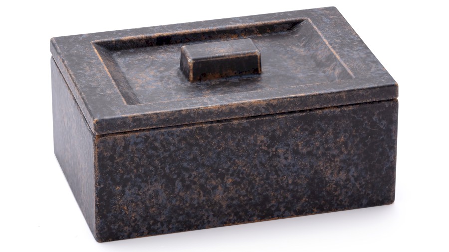 Box s víkem SIRIUS BASIC 001 - DARK STONE, modrá, okrová a černá, lak mat