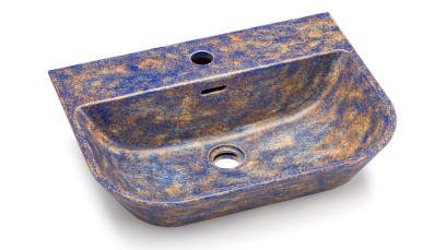 Umyvadlo 55 cm VELA BASIC - GRANITE, modrá a okrová, lak polomatný