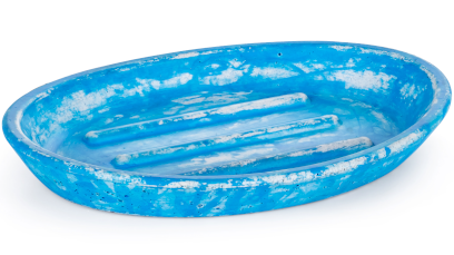 Mýdlenka betonová 15 cm ORION BASIC - přírodní, dekor HURRICANE modrá, lak mat