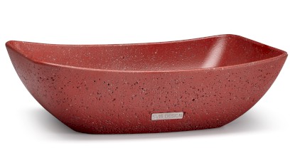 Umyvadlo 50 cm VIRGO HARDCORE - cihlově červená, bez dekoru, lak mat