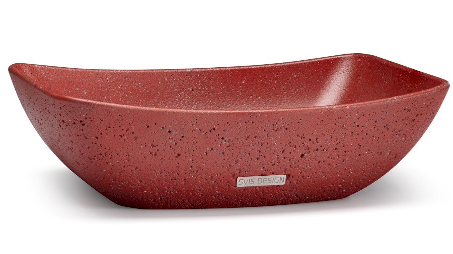 Umyvadlo 50 cm VIRGO HARDCORE - cihlově červená, bez dekoru, lak mat