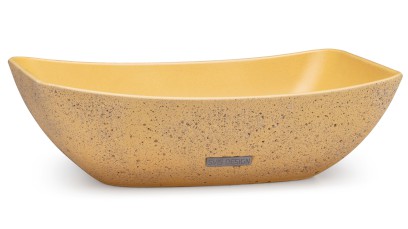 Umyvadlo 50 cm VIRGO SANDBLASTED - tmavá žlutá, bez dekoru, lak mat