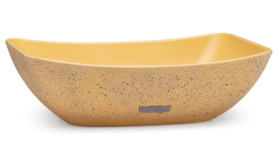 Umyvadlo 50 cm VIRGO SANDBLASTED - tmavá žlutá, bez dekoru, lak mat