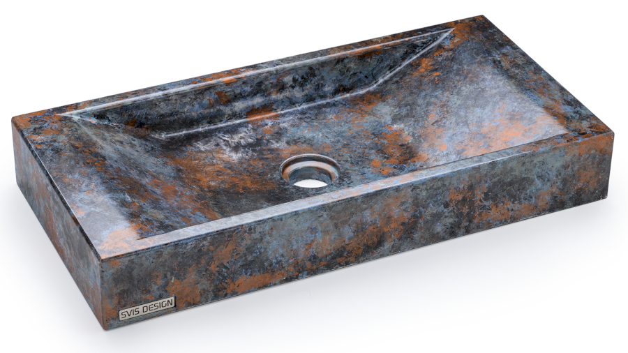 Umyvadlo 60 cm SIRIUS BASIC - ALCHEMY modrá, černá a měděná, lak polomatný