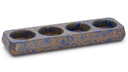 Svícen PERSEUS BASIC na 4 svíčky - GRANITE, modrá a okrová, lak polomatný