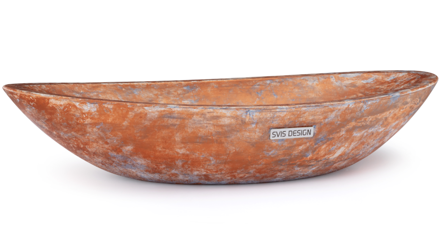 Umyvadlo betonové 60 cm ORION BASIC bez přepadu - přírodní, dekor AGED METAL, modrošedá a měděná, lak mat