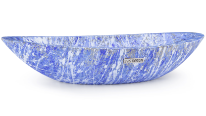 Umyvadlo betonové 60 cm ORION BASIC bez přepadu - přírodní, dekor PUNK, modro-bílá, lak mat