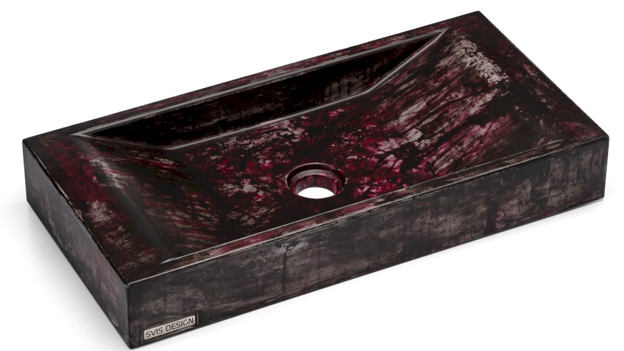 Umyvadlo 60 cm SIRIUS BASIC - BLACKSMITH, černá a červená, lak mat