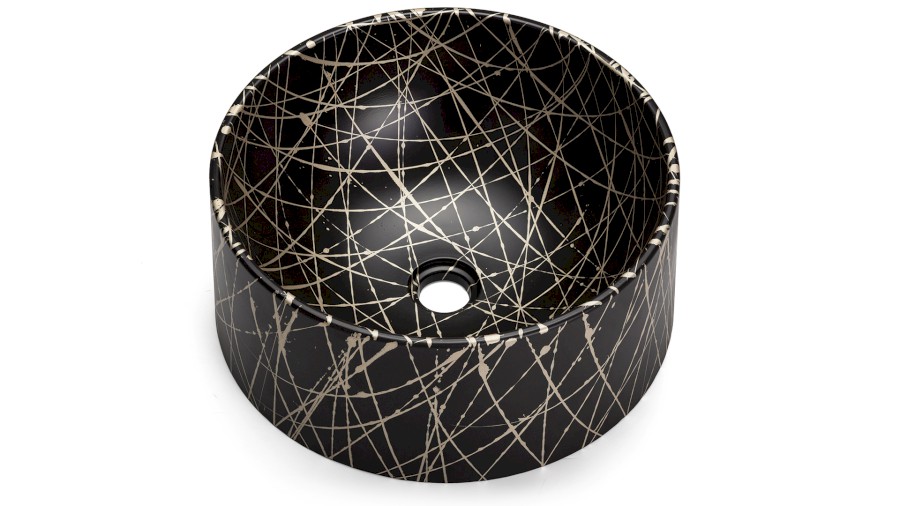 Umyvadlo 40 cm COLUMBA BASIC - PUNK černá a champagne, lak polomatný