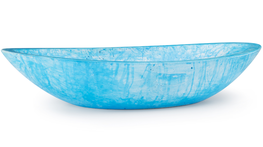 Umyvadlo betonové 60 cm ORION BASIC bez přepadu - přírodní, dekor HURRICANE, modrá, lak mat