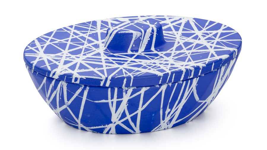 Box s víkem DIAMOND BASIC 001 - PUNK, modrá a bílá, lak mat