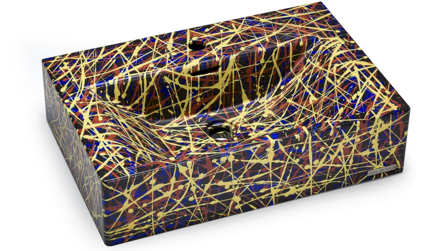 Umyvadlo 60 cm PYXIS BASIC s přepadem, s otvorem pro baterii - PUNK, černá, lak mat