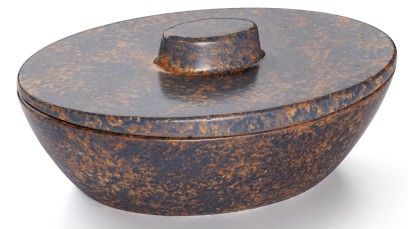 Box s víkem ORION BASIC 001 - GRANITE, modrošedá a okrová, lak polomatný