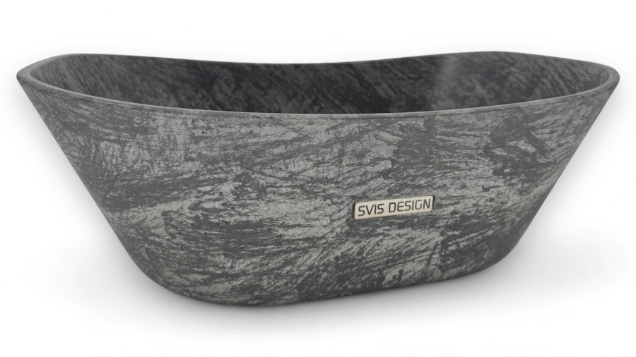 Umyvadlo 50 cm LIBRA BASIC - střední šedá, dekor STONE šedá, lak mat