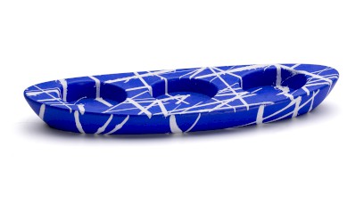 Svícen ORION BASIC na 3 svíčky - PUNK, modrá a bílá, lak mat