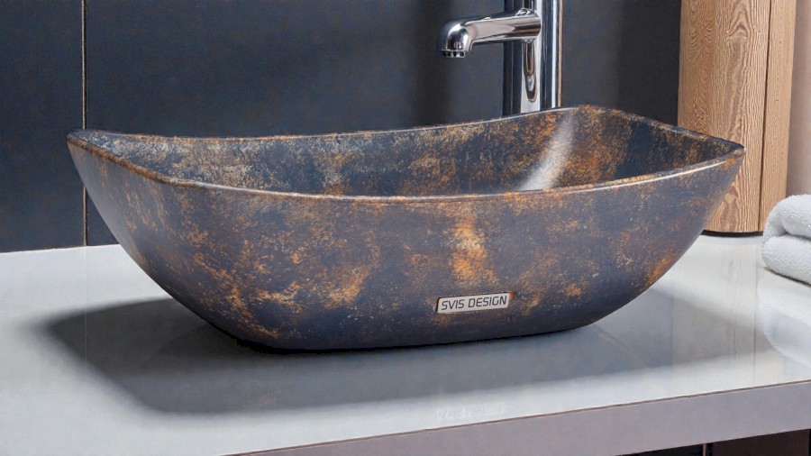 13626-umyvadlo_virgo_basic_granite_blueandocher_ai_1 Umyvadlo 50 cm VIRGO BASIC - GRANITE, modrošedá a okrová, lak polomatný