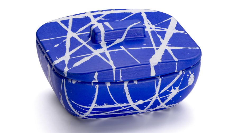 Box s víkem VIRGO BASIC 001 - PUNK, modrá a bílá, lak mat