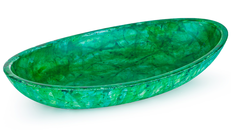 Miska betonová 19 cm ORION BASIC - přírodní, dekor HURRICANE zelená, lak mat