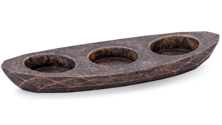 SvÃ­cen DIAMOND BASIC na 3 svÃ­Äky - natural, dekor DARK STONE, modrÃ¡, okrovÃ¡ a ÄernÃ¡, lak mat