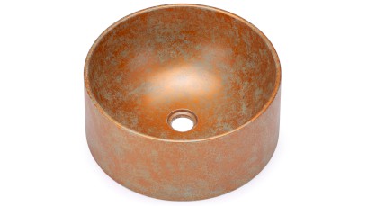 Umyvadlo 40 cm COLUMBA BASIC - SMOKED METAL měděná a zelená, lak polomatný