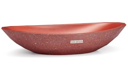 Umyvadlo 60 cm DIAMOND SANDBLASTED - cihlově červená, bez dekoru, lak mat