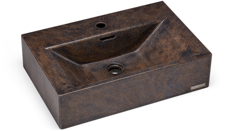 14947-umyvadlo_pyxis_basic_darkstone_blue_ocherandblack_01 Umyvadlo 60 cm PYXIS BASIC s přepadem, s otvorem pro baterii - DARK STONE, modrá, okrová a černá, lak mat