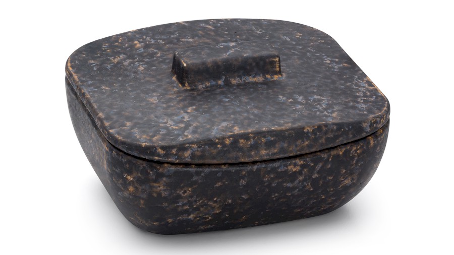 Box s víkem VIRGO BASIC 001 - DARK STONE, modrá, okrová a černá, lak mat