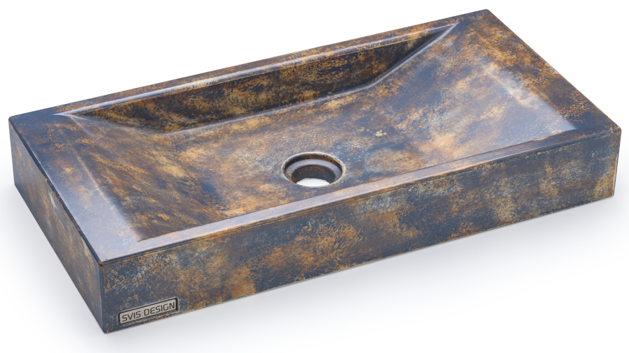 Umyvadlo 60 cm SIRIUS BASIC - GRANITE, modrošedá a okrová, lak polomatný