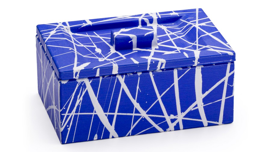 Box s víkem SIRIUS BASIC 001 - PUNK, modrá a bílá, lak mat