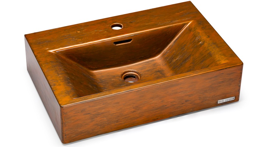 14847-umyvadlo_pyxis_basic_agedmetal_copperandblack_01 Umyvadlo 60 cm PYXIS BASIC s přepadem, s otvorem pro baterii - AGED METAL, měděná a černá, lak mat