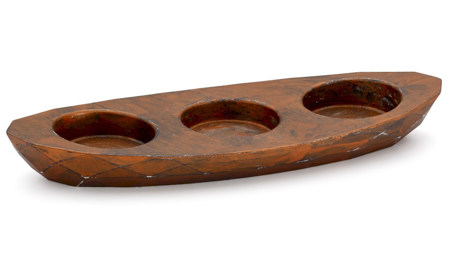 SvÃ­cen DIAMOND BASIC na 3 svÃ­Äky - natural, dekor AGED METAL, mÄdÄnÃ¡ a ÄernÃ¡, lak mat