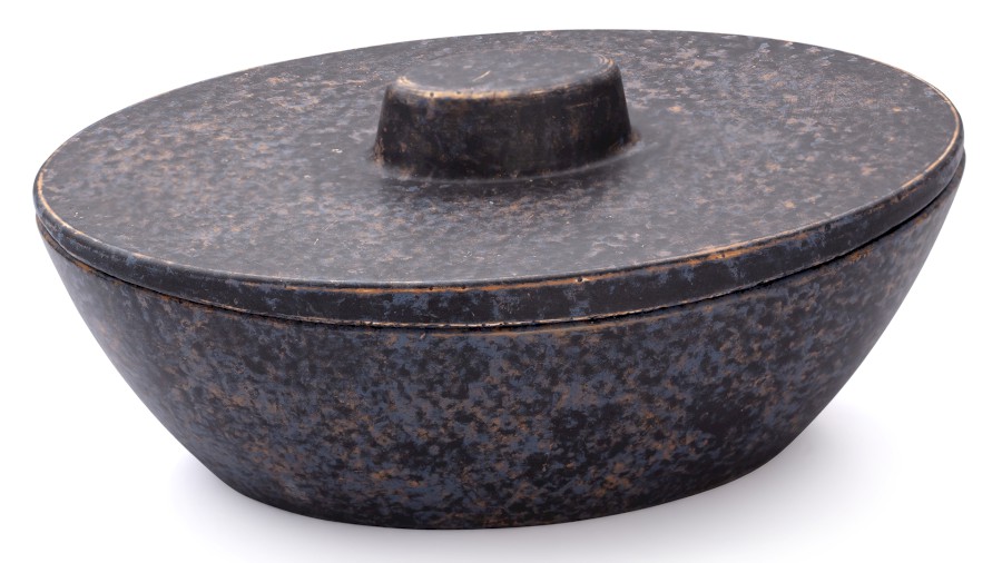 Box s víkem ORION BASIC 001 - DARK STONE, modrá, okrová a černá, lak mat