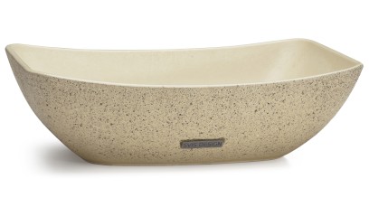 Umyvadlo 50 cm VIRGO SANDBLASTED - světlá žlutá, bez dekoru, lak mat