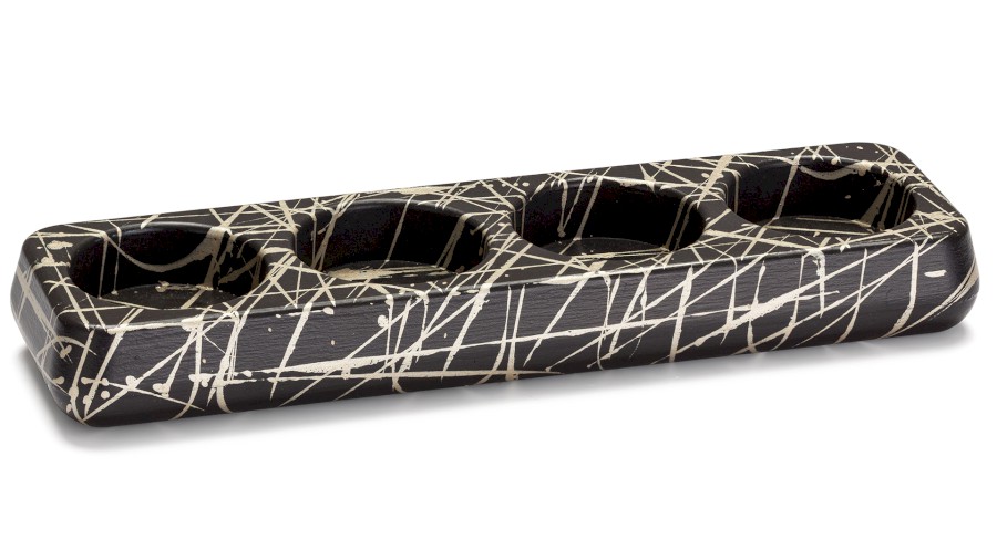 Svícen PERSEUS BASIC na 4 svíčky - PUNK, černá a champagne, lak polomatný