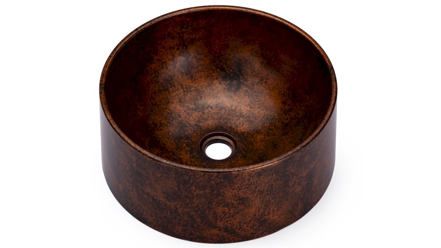 Umyvadlo 40 cm COLUMBA BASIC - SMOKED METAL měděná a černá, lak polomatný